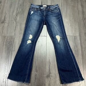 Greywire Jeans Womens 27 Blue Dark Wash Waverly Flared Distressed Stretch Luxury